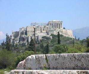 yapboz Görünümünde bir Yunan şehir tapınakları